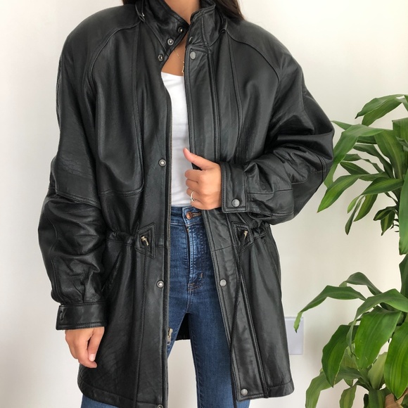 Vintage Jackets & Blazers - Vintage Alamo Uomo leather parka coat